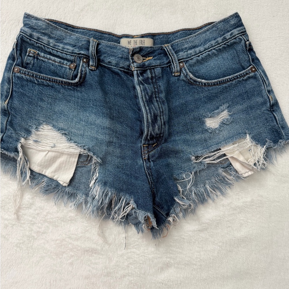 Free People Distressed Denim Shorts